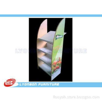 Colorful MDF Floor Display Rack Stand Metal Shelf For Veget
